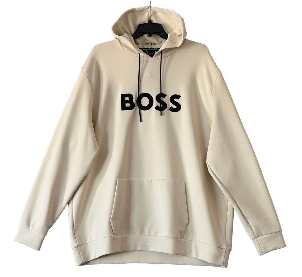 Boss Soody Zone Logo Hoodie Men's 4XT Big & Tall Drawstring Hood Open White NWT
